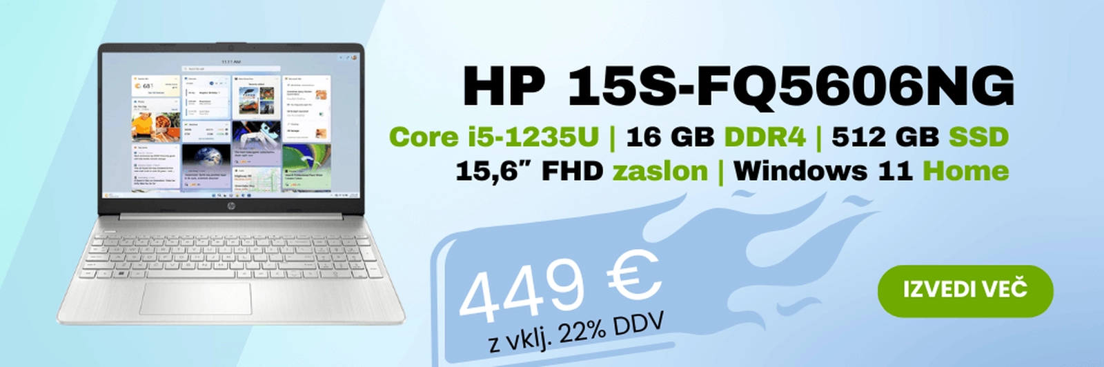 Prenosnik HP Laptop 15s-fq5606ng | i5-1235U | 16GB RAM | 512GB SSD | FHD | W11H